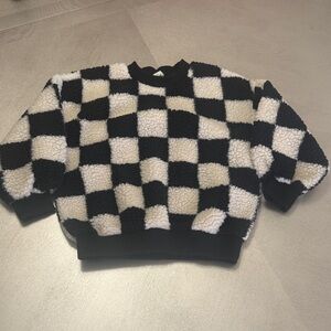 Kids Checkered Black and White Sweater